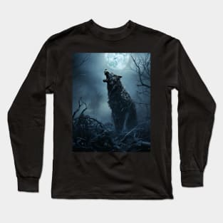 Werewolf howling in the night Long Sleeve T-Shirt